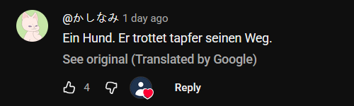 Ein Hund. Er trottet tapfer seinen Weg.